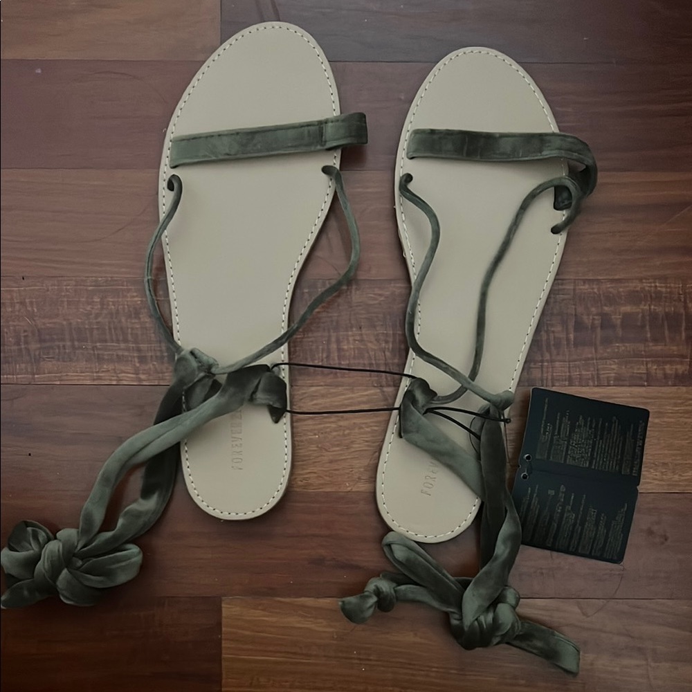 Forever 21 Olive Velvet Sandals